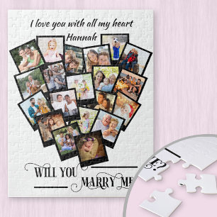 Hjärtfoto Collage Kärlek du marry Me Pussel