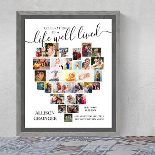 Hjärtfoto Collage Life well Lived Anpassningsbar F Poster
