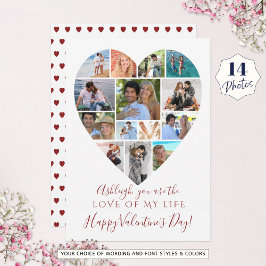 Hjärtfoto Collage Valentines day Anpassningsbar Te Julkort