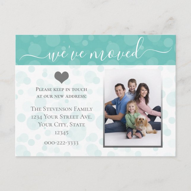 Hjärtfoto Flytta Annocementförändring i Adress Meddelande Vykort (Framsida)