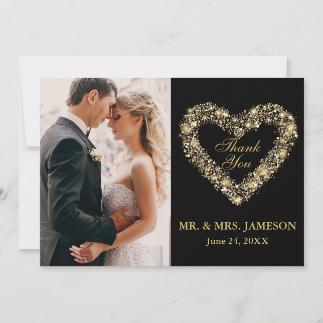 Hjärtfoto för Bröllop Tack Kort (Framsida)