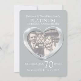 Hjärtfoto från Platinum bröllop 70 år party inbjud Inbjudningar