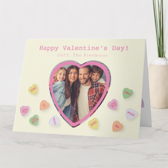 Hjärtfoto Glad Alla hjärtans dag Kandy Hearts Kort (Framsida)