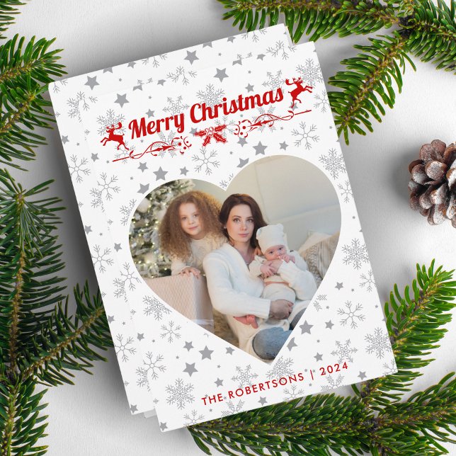 Hjärtfoto i Modern Snyggt-julskript Julkort (Skapare uppladdad)