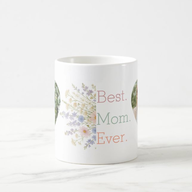 Hjärtfoto och Blommigt design - Perfekt Mors dag Kaffemugg (Center)