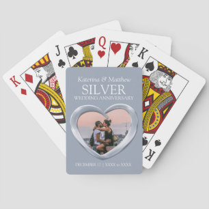 Hjärtfoto på 25:e årsdagen Silver Bröllop Casinokort