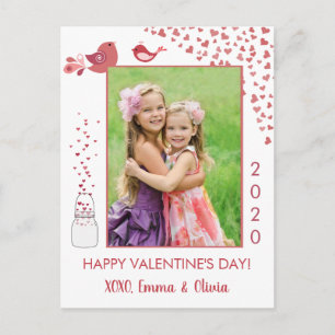 Hjärtfoto på love birds Valentindagen Helg Vykort