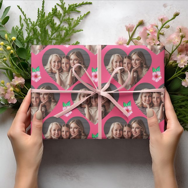 Hjärtfoto Wrapping Papper Lakan Presentpapper (Celebrate someone special with this personalized heart photo wrapping paper! )