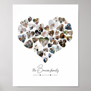 Hjärtfotokollage 39 foton Alla hjärtans dag Poster