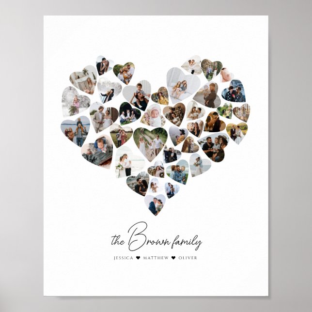 Hjärtfotokollage 39 foton Alla hjärtans dag Poster (Framsidan)