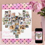 Hjärtfotokollage Rosa Kärlek Hearts-årsdag Kort<br><div class="desc">Heart Photo Collage bröllop-jubileumskort som du kan anpassa med upp till 36 olika foton och ditt anpassningsbar-meddelande inuti. Det hjärtformade fotokollaget består av lodrät, landskap och bilder i kvadrat. Om du har problem med att ett foto visas som det är bäst, försök beskära det till högernas form och ladda upp...</div>