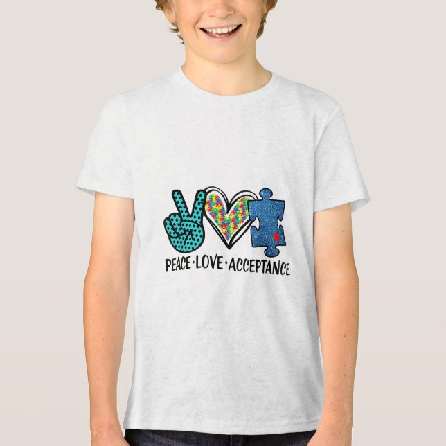 Hjärtfred Kärlek Acceptans _ autism Psykisk hälsa T Shirt (Framsida)
