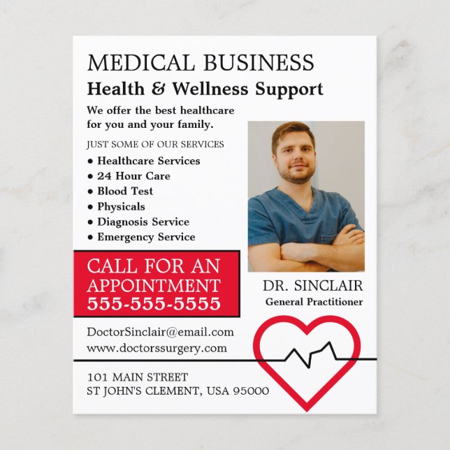 Hjärtfrekvens, allmänpraktiserande läkare, sjukskö flygblad (Framsidan)