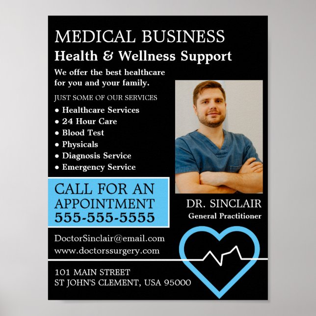Hjärtfrekvens, allmänpraktiserande läkare, sjukskö poster (Framsidan)