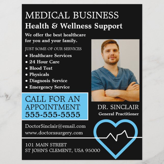 Hjärtfrekvens, allmänpraktiserande läkare, sjukskö reklamblad (Framsidan)