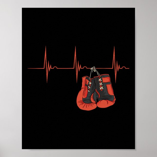 Hjärtfrekvens Ekg Puls Boxnings Handskor Kickboxni Poster (Framsidan)