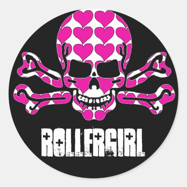 hjärtfylld skalle runt klistermärke (Framsida)