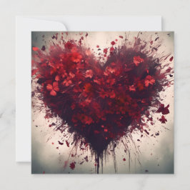 Hjärtfyllnad med sprängda röda blommor kort