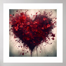 Hjärtfyllnad med sprängda röda blommor