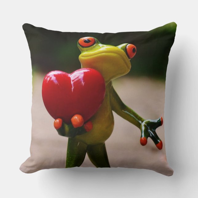 Hjärtfyllning med Cute Frog Kudde (Framsida)
