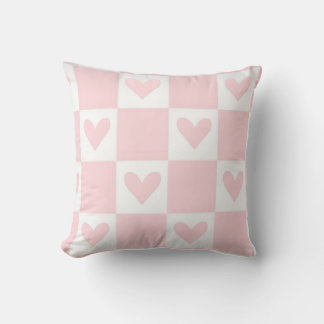 Hjärtfyllning - Rosa kontrollerad retro - Kudde