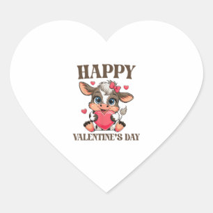 Hjärtgåvor på dagen för Cow Valentine-festen... Hjärtformat Klistermärke