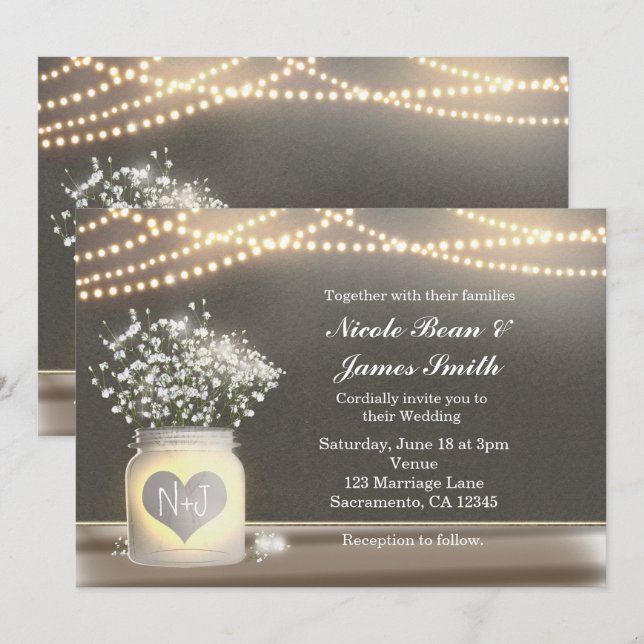 Hjärtglödande murarvas & babys ande inbjudan (Fram/baksida)