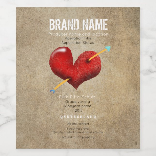 Hjärthälsning Vinflaska Etikett (Singel etikett)