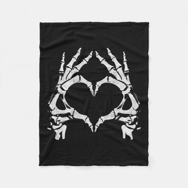 HjärtHänder - Halloween - Skeleton Händer Heart Si Fleecefilt (Framsidan)