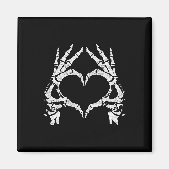 HjärtHänder - Halloween - Skeleton Händer Heart Si Magnet (Framsidan)