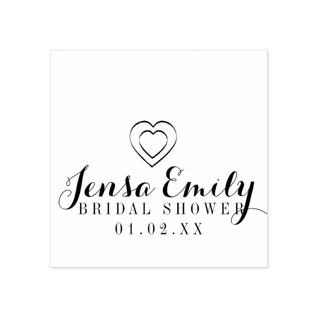 Hjärthandritad bröllopsduschpresent  gummistämpel stämpel (Tryck)