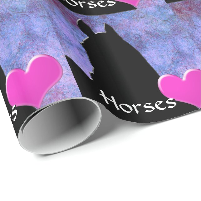 Hjärthästar I (lila/blått) Presentpapper (Rullad Hörn)