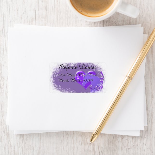 Hjärthästar III Helgdag (Lila Horse/Heart) Adressetikett (Insitu)