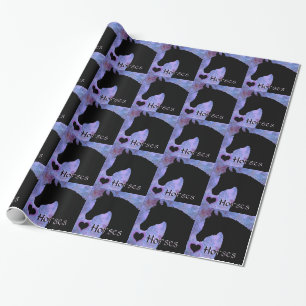 Hjärthästar III (lila/blå bakgrund) Presentpapper