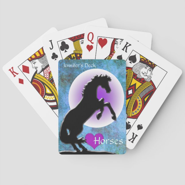Hjärthästar V (blått/grönt) Casinokort (Baksidan)
