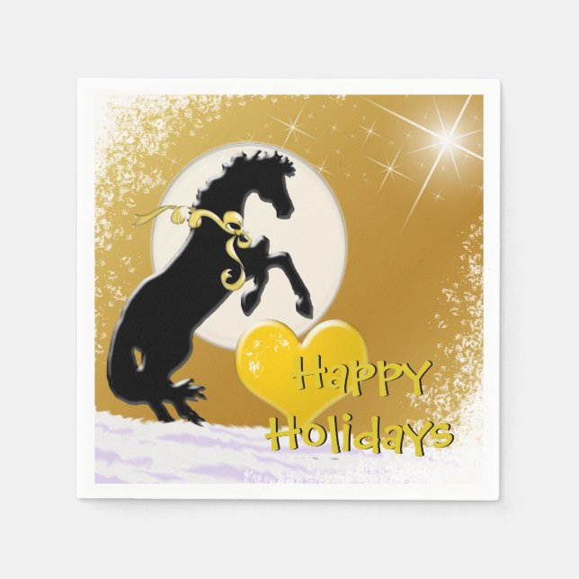 Hjärthästar V Helgdag (gyllene stjärnor) Pappersservett (Framsidan)