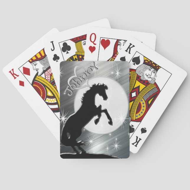 Hjärthästar V (silver linjer) Casinokort (Baksidan)