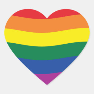 Hjärthesticker för HBTQ-rörelsens flagga Hjärtformat Klistermärke