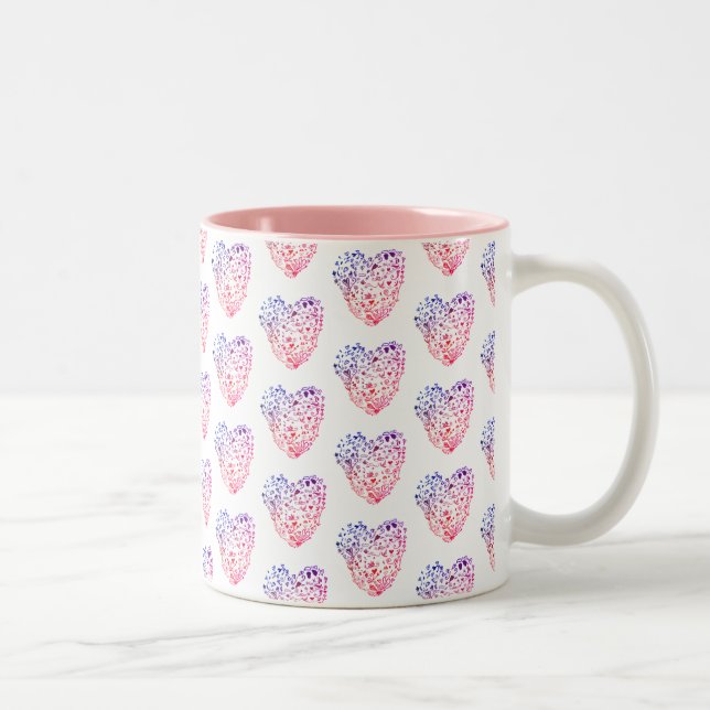 Hjärthjärtan Teckning 2-Tone Mugg (Höger)