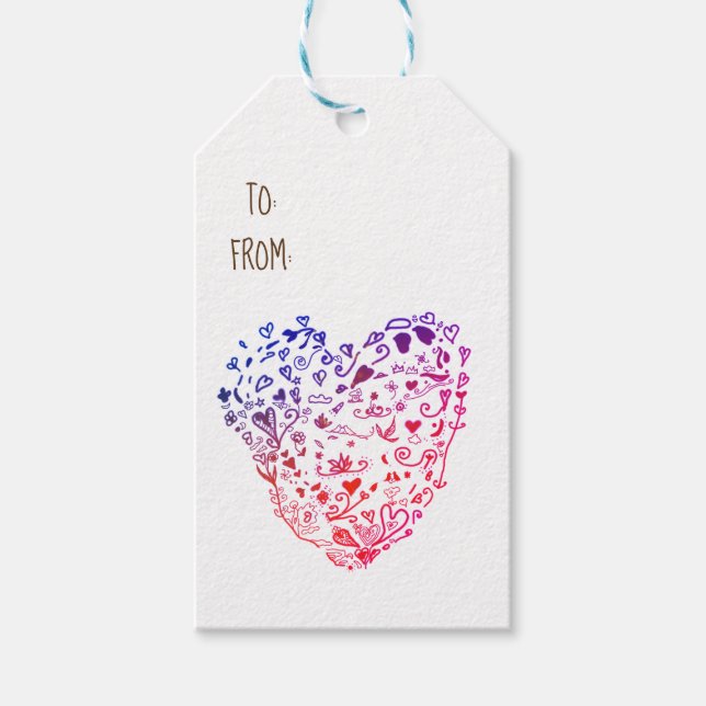 Hjärthjärtan Teckning Anpassningsbar Gift Märkre Presentetikett (Framsidan)