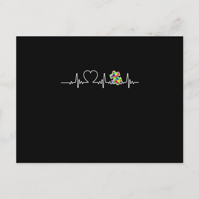 Hjärthjärtpussel Hjärtbeat Cool Autism Medvetenhet Meddelande Vykort (Framsida)