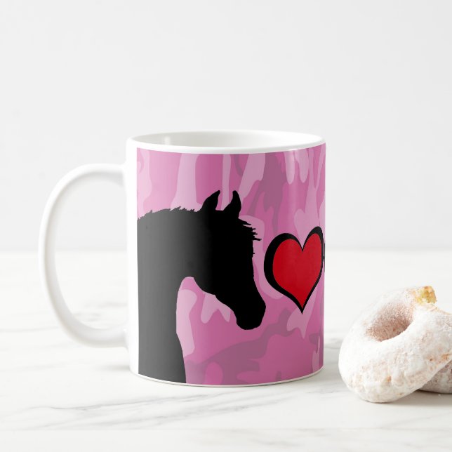 Hjärthorn (rosa camo) kaffemugg (Med munk)