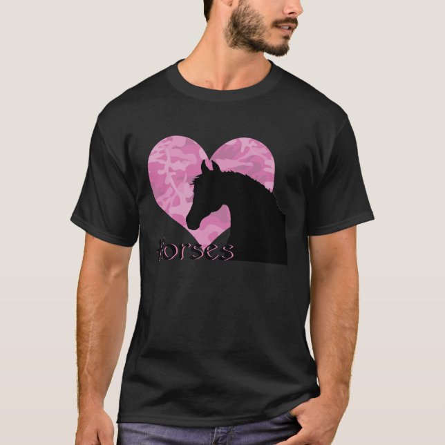 Hjärthorn (rosa camo) tee shirt (Framsida)