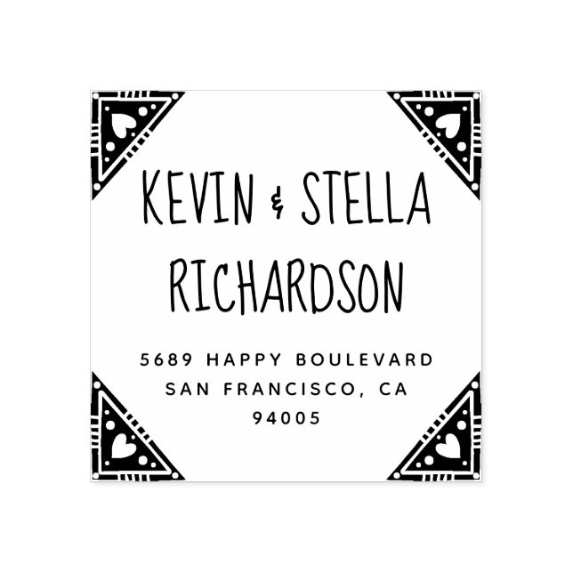 Hjärthörnen Bröllop Returadress Stämpel (Tryck)