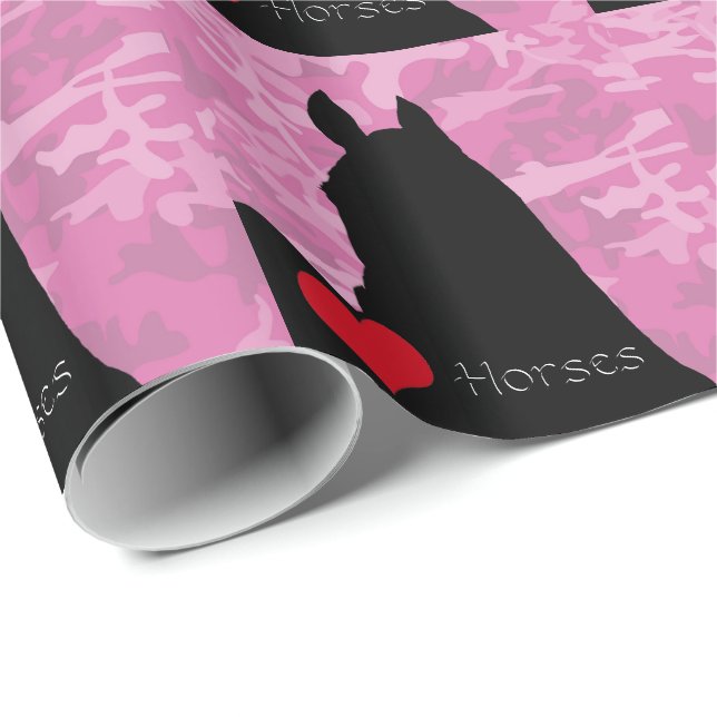 Hjärthors I (rosa kamerabakgrund) Presentpapper (Rullad Hörn)