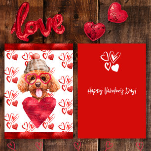 Hjärthund Pudel Älskare Alla hjärtans dag Present Julkort