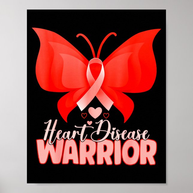 Hjärtinfarkt Warrior Fjäril Rött Hjärtinfarkt  Poster (Framsidan)