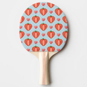 Hjärtjordgubbar med Polka dots och öron Pingisracket