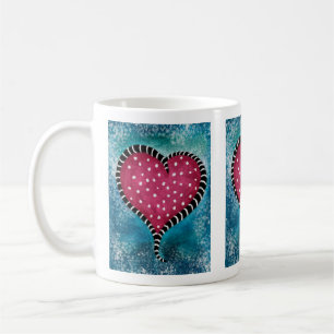 Hjärtkaffe Mugg Rosa Blue Black Cute