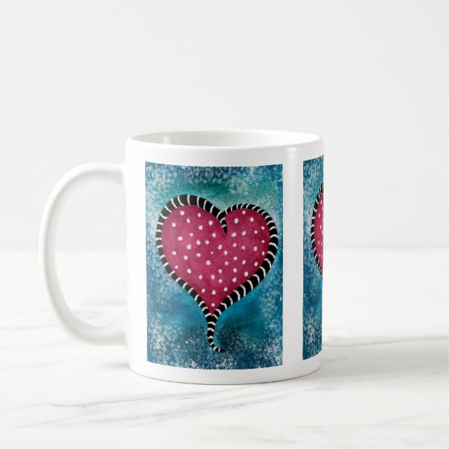 Hjärtkaffe Mugg Rosa Blue Black Cute (Vänster)